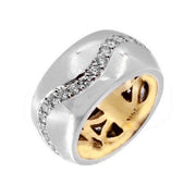 18K White and Yellow Gold Diamond Wave Fashion Ring - FINAL SALE